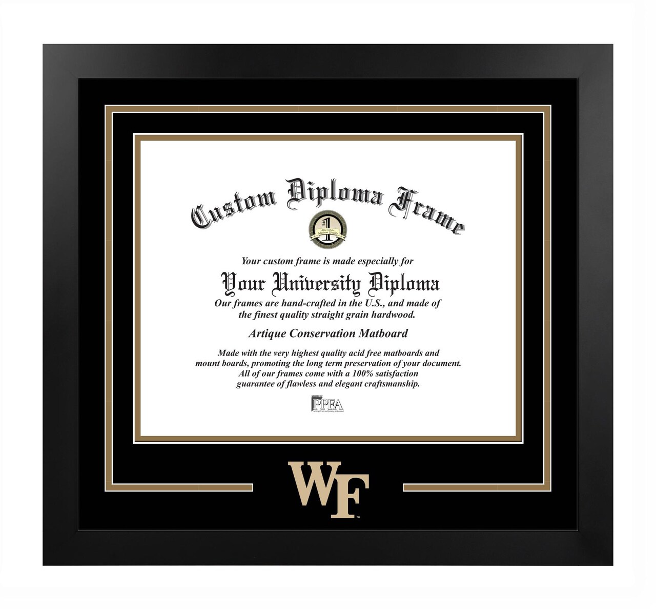 Wake Forest Demon Deacons 14w x 11h Spirit Diploma Manhattan Black Frame with Bonus Campus Images Lithograph (value savings $59)